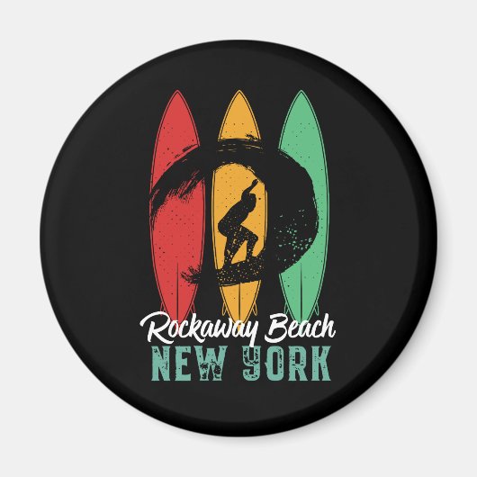Rockaway Beach New York  Retro Surfing Magneet (Voorkant)