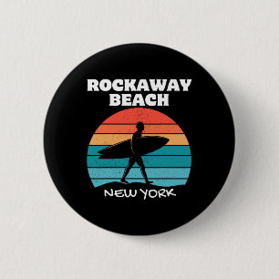 Rockaway Beach New York Surfen Vintage Zonsonderga Ronde Button 5,7 Cm