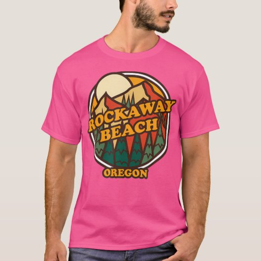  Rockaway Beach Oregon Mountain Hiking Prin T-shirt (Voorkant)