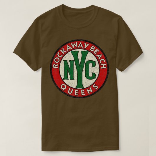 Rockaway Beach Queens NYC  Road Sign Distre T-shirt (Design voorkant)