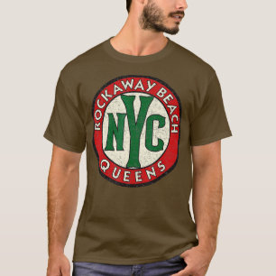 Rockaway Beach Queens NYC Road Sign Distre T-shirt