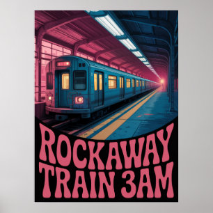 Rockaway metrostation platform nachttafereel poster