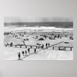 Rockaway, Oregon Beach Scene and Swmers Poster