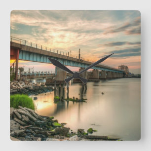 Rockaway Train Bridge Vierkante Klok