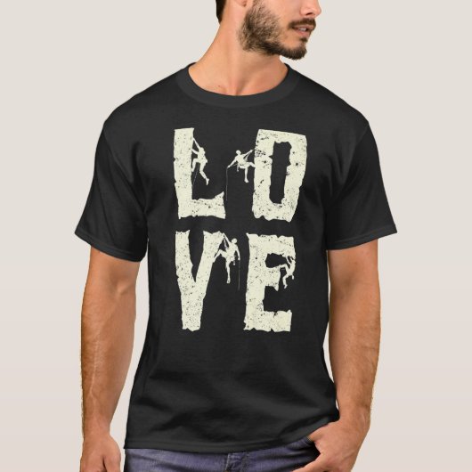 Rockbeklimmer Bouldering Love Mountainer T-shirt (Voorkant)