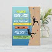 Rockbeklimming Birthday Party Wall Beklimt Invite Kaart (Staand voorkant)