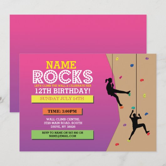 Rockbeklimming van de Birthday-klimaatpartij Kaart (Voorkant / Achterkant)
