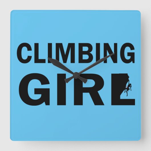Rockclimbing girl vierkante klok (Voorkant)