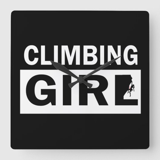 Rockclimbing girl vierkante klok (Voorkant)