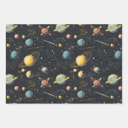 Rocked Science Universe Planeten Astronomische din Inpakpapier Vel (Voorkant)