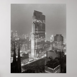 Rockefeller Center, 1933. Oude foto Poster