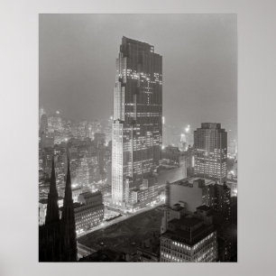 Rockefeller Center, 1933. Oude foto Poster