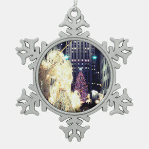 'Rockefeller Center at Kerstmis' Snowflake Orn Tin Sneeuwvlok Ornament
