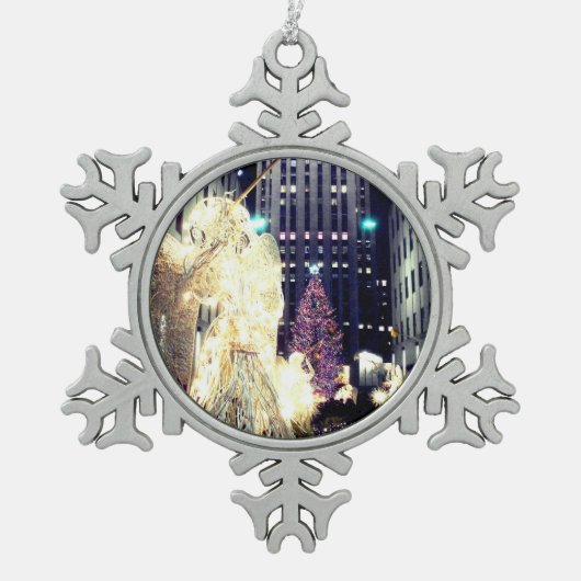 'Rockefeller Center at Kerstmis' Snowflake Orn Tin Sneeuwvlok Ornament (Voorkant)