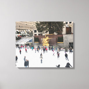 Rockefeller Center Ice Skating Rink Kerstmis NYC Canvas Afdruk