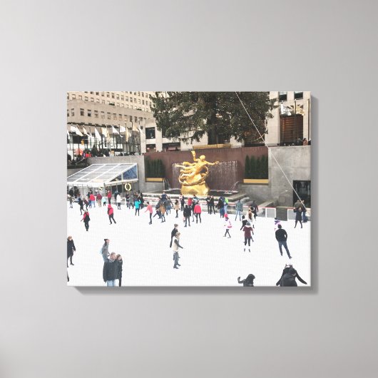Rockefeller Center Ice Skating Rink Kerstmis NYC Canvas Afdruk (Voorkant)