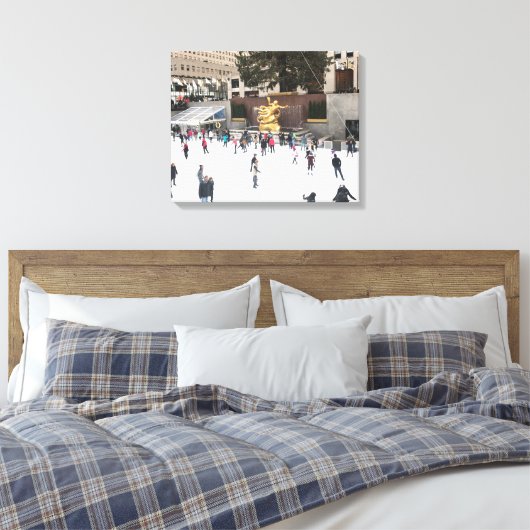 Rockefeller Center Ice Skating Rink Kerstmis NYC Canvas Afdruk (Insitu (Slaapkamer))