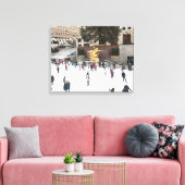 Rockefeller Center Ice Skating Rink Kerstmis NYC Canvas Afdruk (Insitu (Woonkamer))