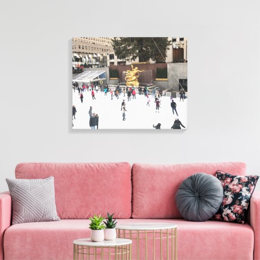Rockefeller Center Ice Skating Rink Kerstmis NYC Canvas Afdruk (Insitu (Woonkamer))