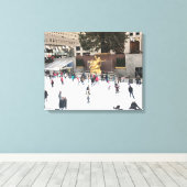 Rockefeller Center Ice Skating Rink Kerstmis NYC Canvas Afdruk (Insitu (Houten vloer))
