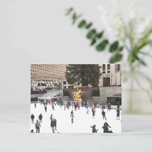 Rockefeller Center Ice Skating Rink Kerstmis NYC Feestdagenkaart (Staand voorkant)