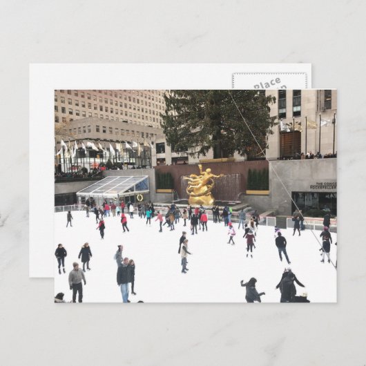Rockefeller Center Ice Skating Rink Kerstmis NYC Feestdagenkaart (Voorkant / Achterkant)