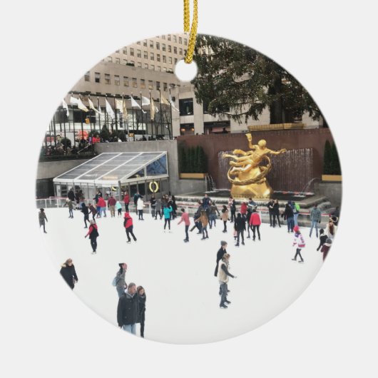 Rockefeller Center ijskrankel NYC-foto Keramisch Ornament (Voorkant)