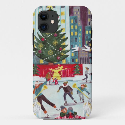Rockefeller Center IJsschaatsen met Kerst Case-Mate iPhone Case (Achterkant)