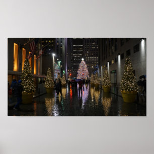 Rockefeller Center-kerstboom in reflectie Poster