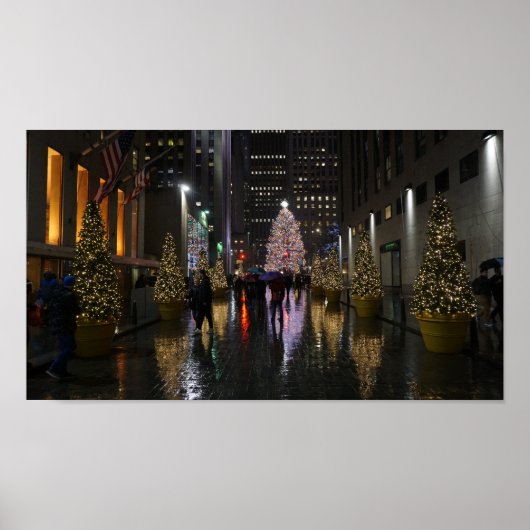 Rockefeller Center-kerstboom in reflectie Poster (Voorkant)