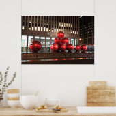 Rockefeller Center New York NY Red-kerstballen Poster (Keuken)