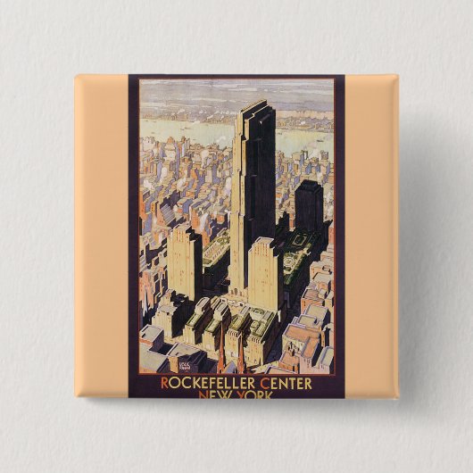 Rockefeller Center New York Vierkante Button 5,1 Cm (Voorkant)