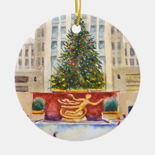 Rockefeller Center Plaza kerstboomversiering Keramisch Ornament (Voorkant)