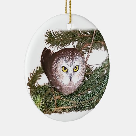 Rockefeller Owl Button Keramisch Ornament (Rechts)