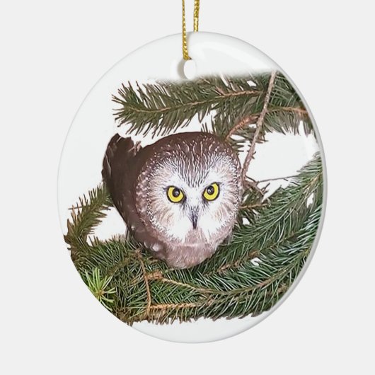 Rockefeller Owl Button Keramisch Ornament (Links)