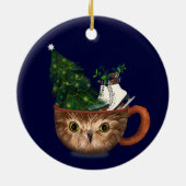 Rockefeller Owl Hot Chocolate Mok Keramisch Ornament (Achterkant)
