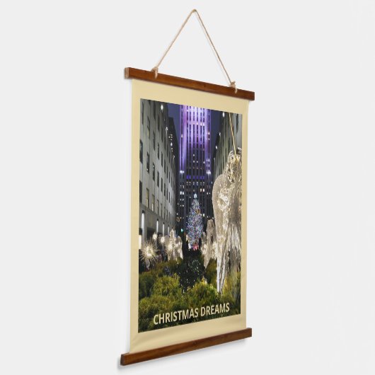 Rockefeller Plaza Kerstmis NYC Hangend Wandkleed (Gebogen)