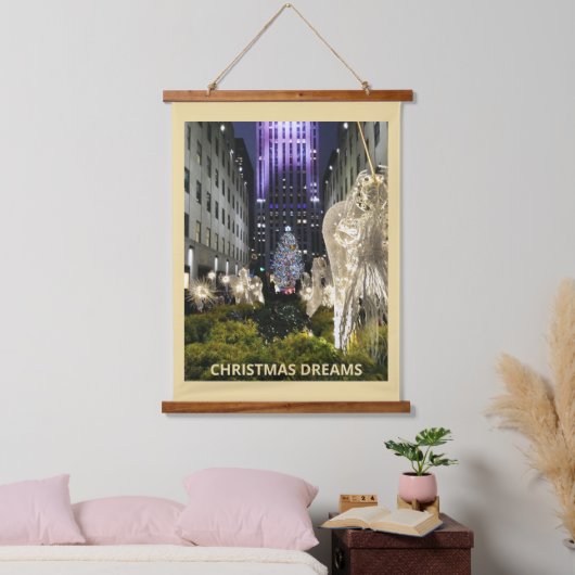 Rockefeller Plaza Kerstmis NYC Hangend Wandkleed (Slaapkamer)