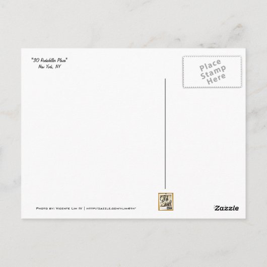 Rockefeller Plaza Postcard Briefkaart (Achterkant)