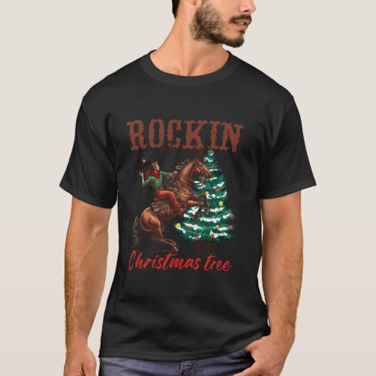 Rocken rond de Cowboy Kerstboom Santa Ride T-shirt (Voorkant)