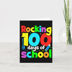 Rockende 100 dagen school muziekleraren en student kaart