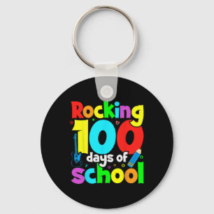 Rockende 100 dagen schoolmuziekdocenten en student sleutelhanger