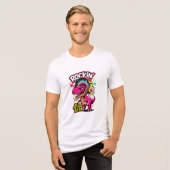 Rockende Dino T-Rex – Grappige Dinosaur Liefhebber Tri-Blend Shirt (Voorkant volledig)
