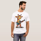 Rockende giraffe met gitaar Classic T-Shirt (Voorkant volledig)