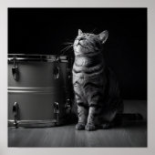 Rockende kat Poster Cool zwarte kat Rockmuziek (Voorkant)