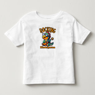 Rockende kleuterdinosaurus met gitaar kinder shirts