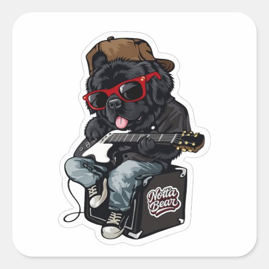 Rockende Notta Bear Vierkante Sticker (Voorkant)
