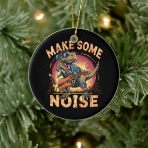 Rockende T-Rex Dinosaur Concert Kunst Keramisch Ornament