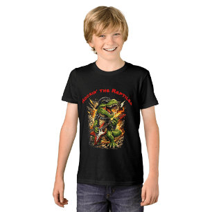 Rockende T-Rex Dinosaur met Gitaar Tri-Blend Shirt
