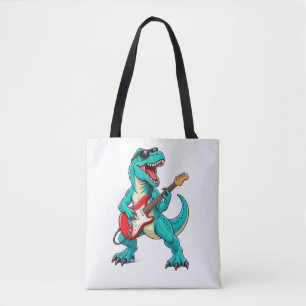 Rockende T-Rex Dinosaur met Zonnebril en Rode Gita Tote Bag